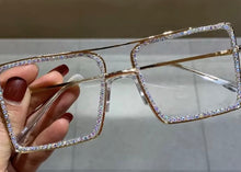 Load image into Gallery viewer, Transparent square sunglasses metal frame
